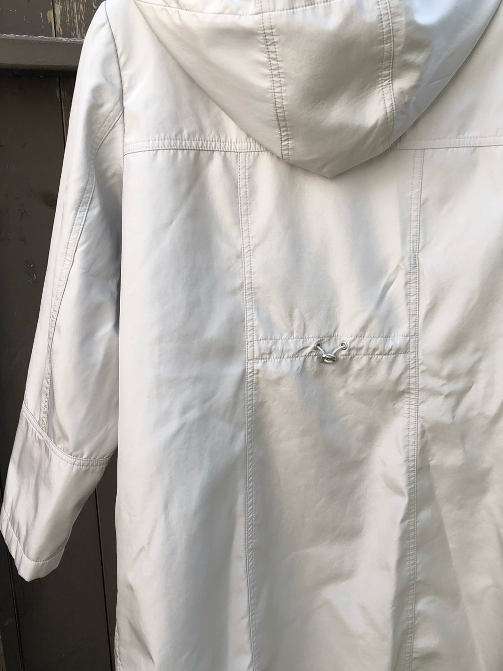 Classic Raincoat Cleo Petites Light Grey Trench Coat Jacket Removable Hood - Picture 6 of 9
